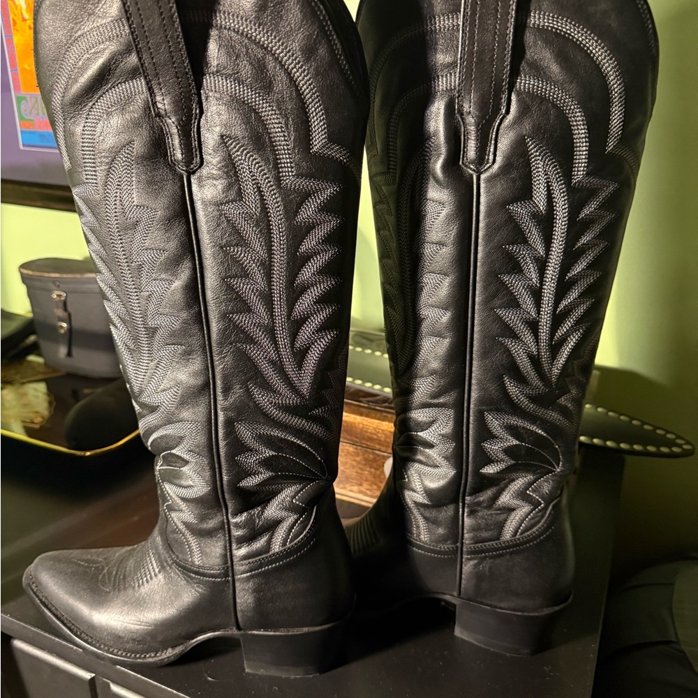 Tecovas wide calf Abby Black Leather Boots